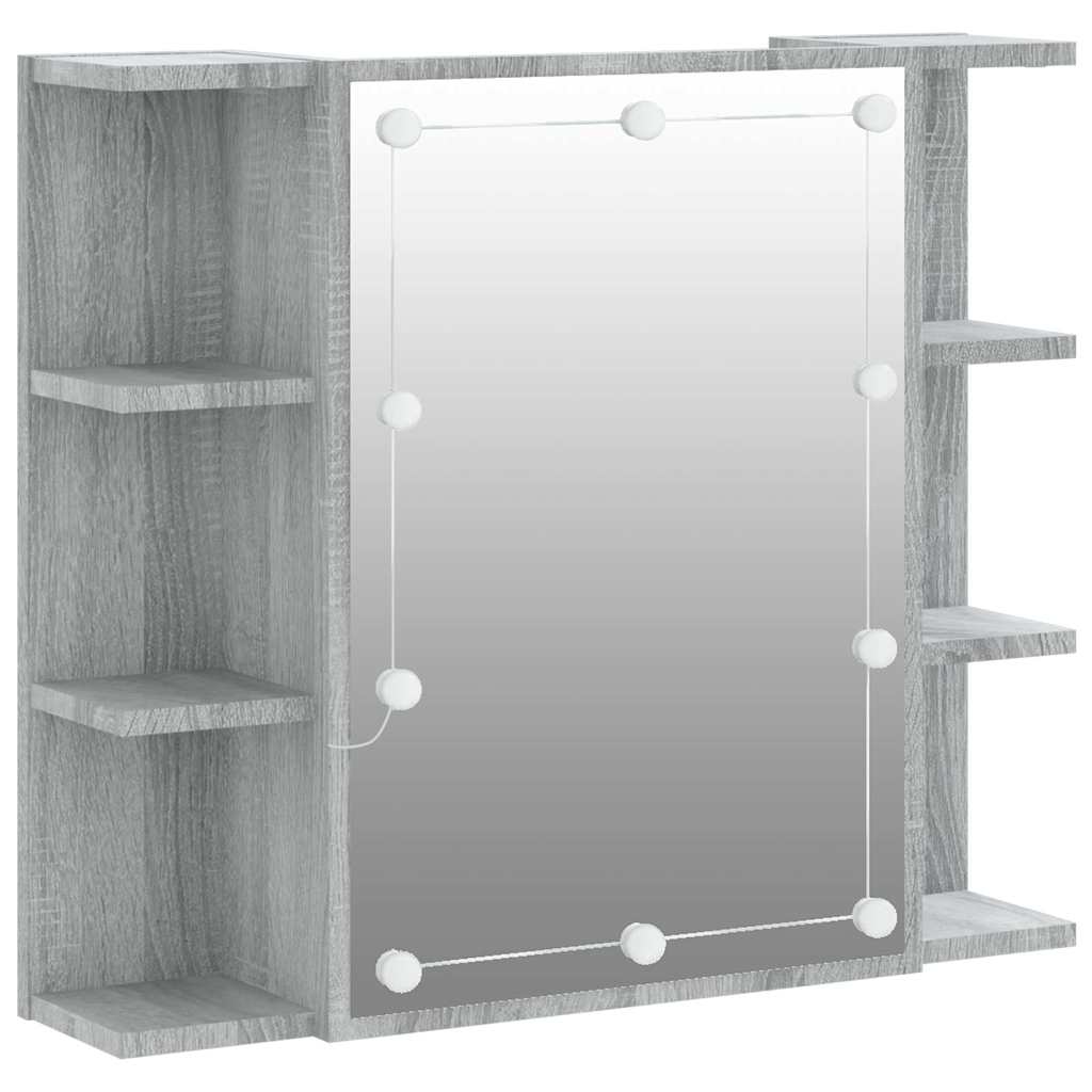 Vidaxl spiegelkast met led-verlichting 70x16,5x60 cm grijs sonoma