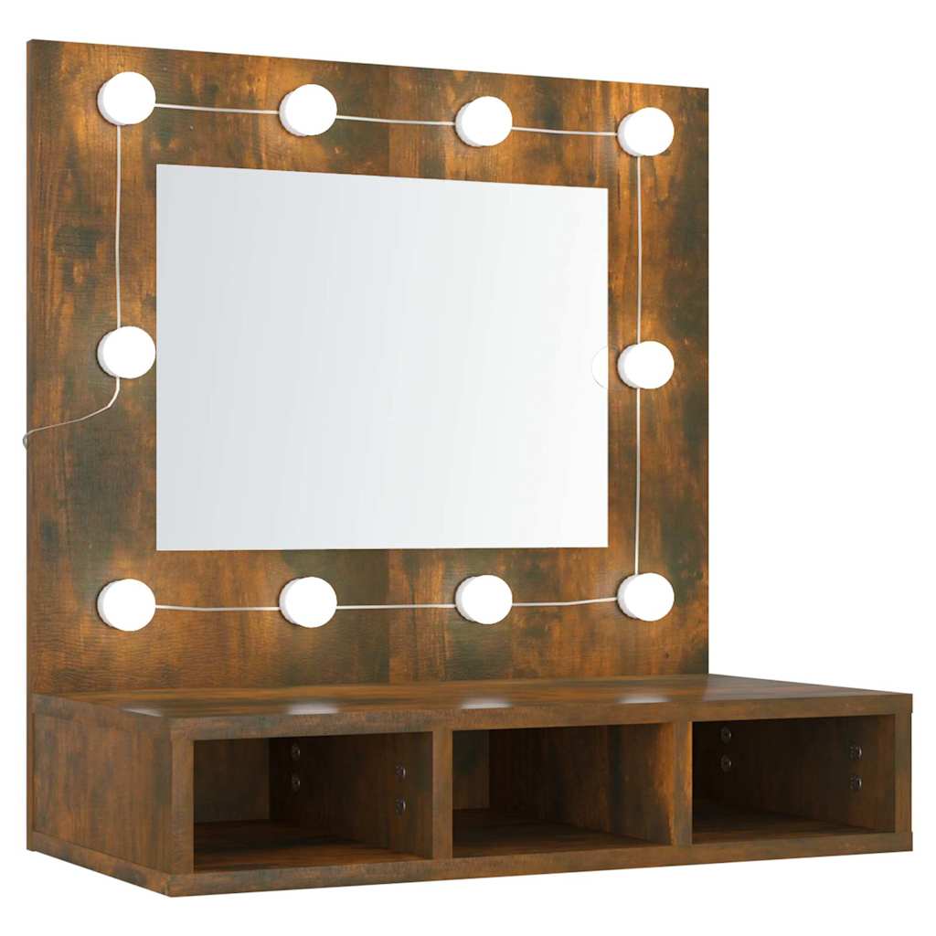 Vidaxl spiegelkast met led-verlichting 60x31,5x62 cm gerookt eiken