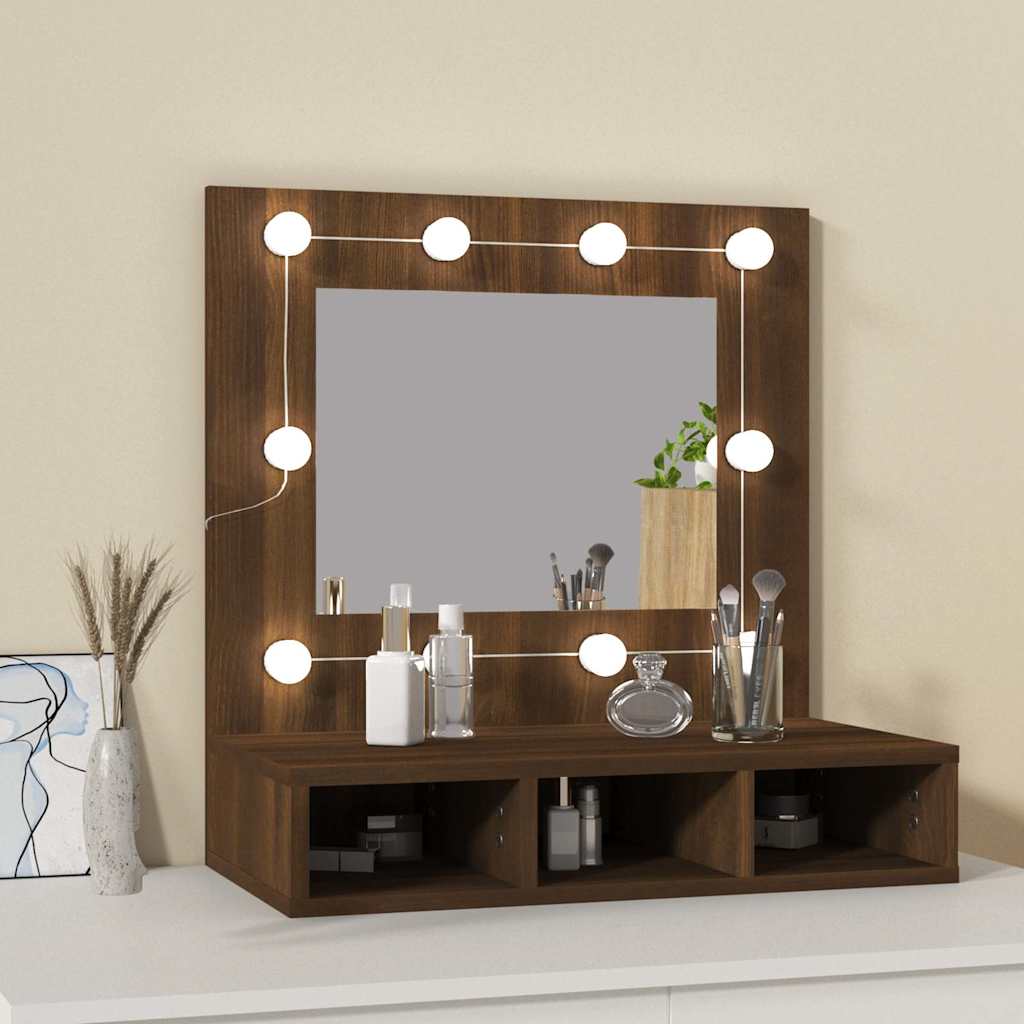 Vidaxl spiegelkast met led-verlichting 60x31,5x62 cm bruin eikenkleur