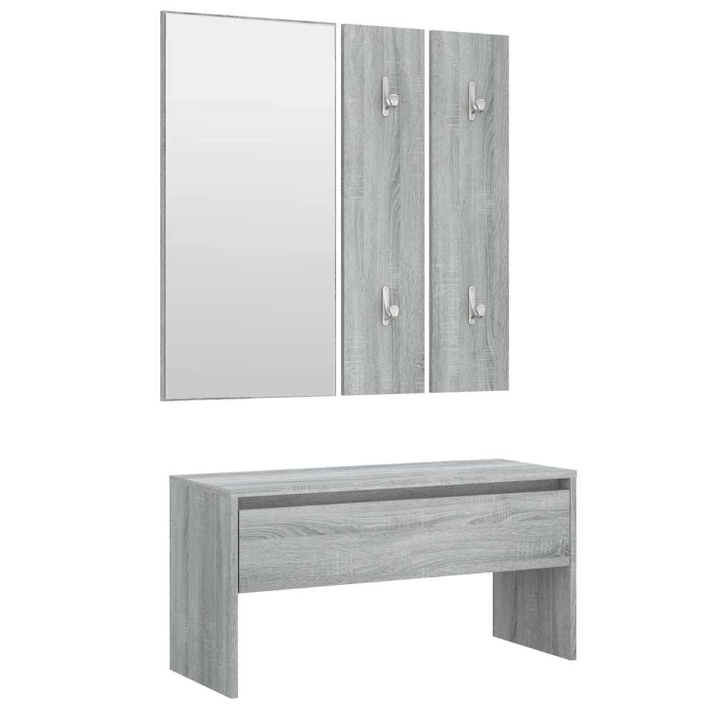 Vidaxl garderobe set bewerkt hout grijs sonoma eikenkleurig