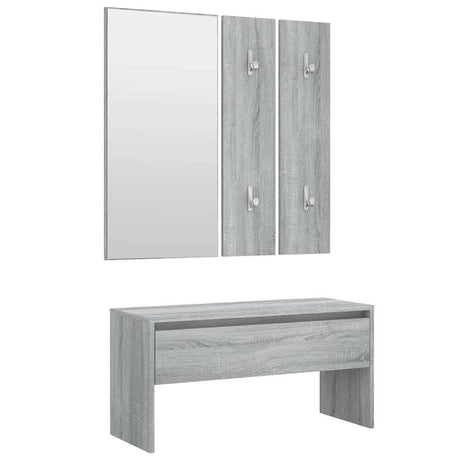 Vidaxl garderobe set bewerkt hout grijs sonoma eikenkleurig