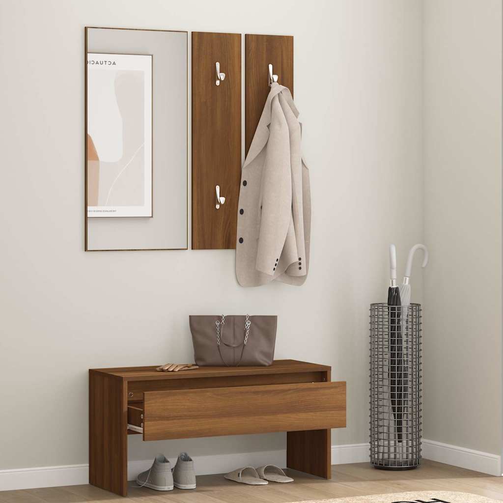 Vidaxl garderobe set bewerkt hout bruin eikenkleur