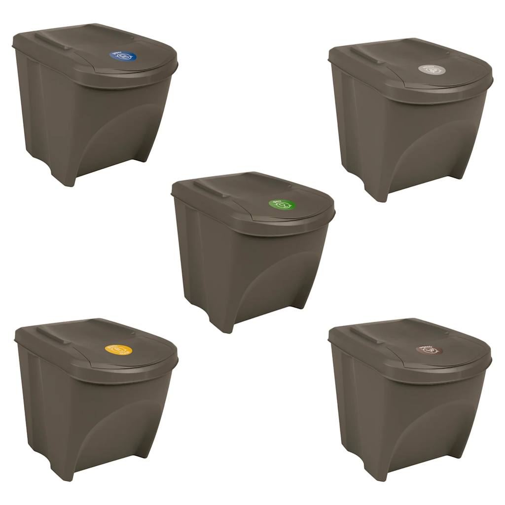 Vidaxl Garbage Cans 3 ST Stackable 75 L Polipropene Grey