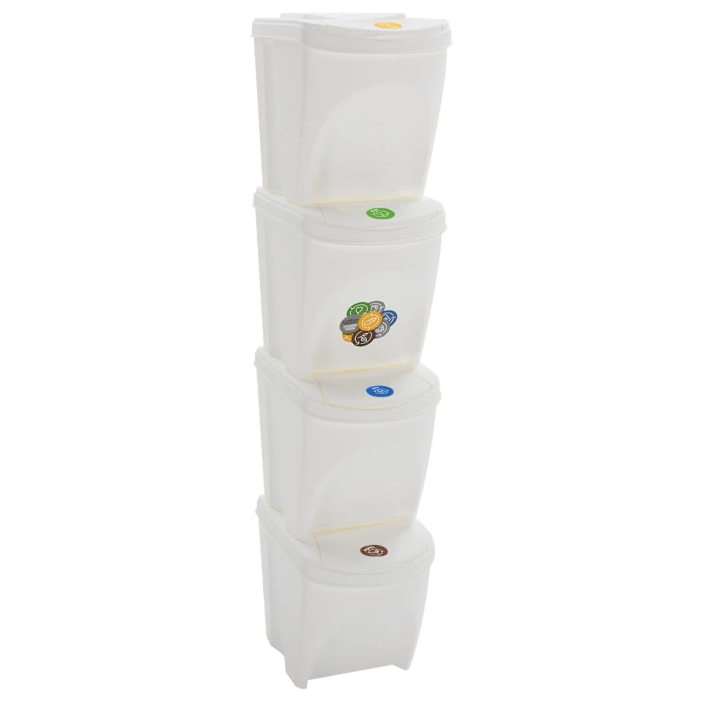 Vidaxl Garbage Cans 4 ST Stackable 100 L Polipropen White