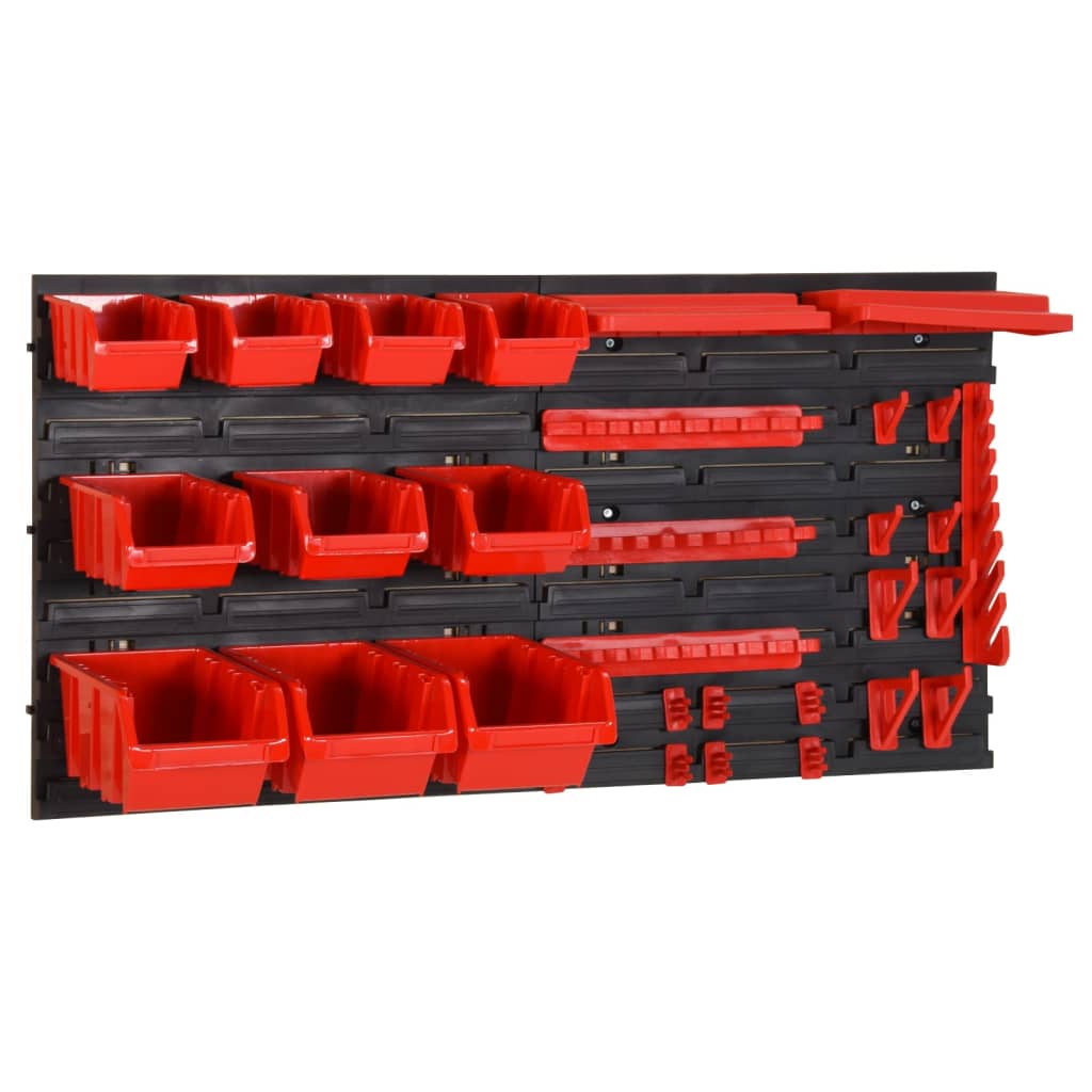 Vidaxl 35-Stéck Sortéierungssystem Set 77x39 cm Polyprope rout a schwaarz