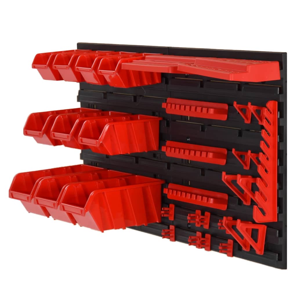 Vidaxl Sistema de clasificación de 35 piezas Conjunto de 77x39 cm polipropeno rojo y negro