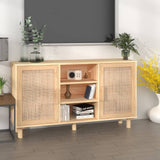 Vidaxl dressoir 105x30x60 cm massief grenenhout en rattan bruin