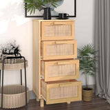 Vidaxl dressoir 40x30x90 cm massief grenenhout en rattan bruin
