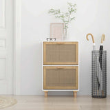 Vidaxl Schuhschrank 52x25x80 cm verarbeitetes Holz und natürlich Rattan White