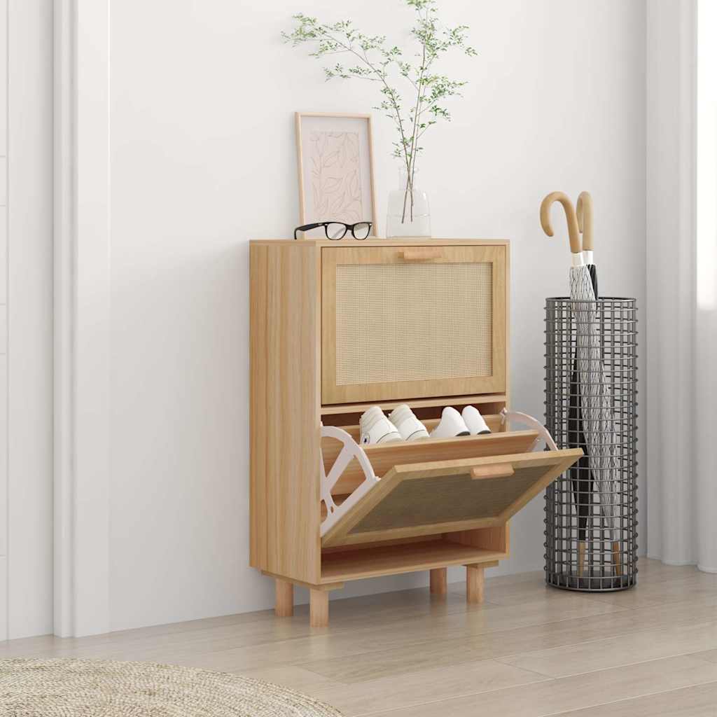 Vidaxl Cabinet da scarpe 52x25x80 cm Legno trasformato in legno marrone naturale