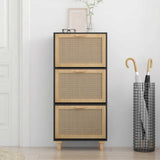 Vidaxl Schong Cabinet 52X25x115 cm Propertéiert Holz a Rattan schwaarz