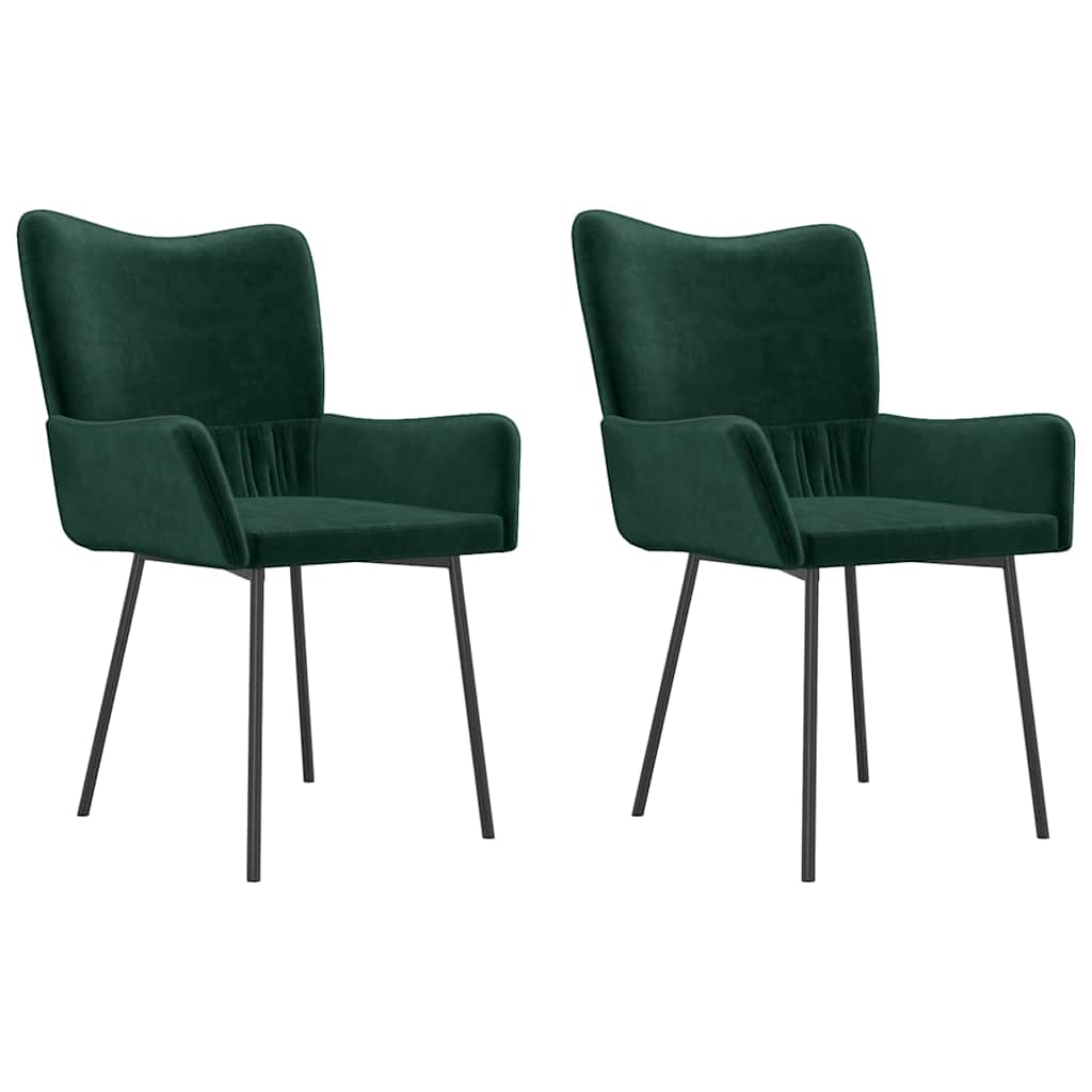 Vidaxl eetkamerstoelen 2 st fluweel donkergroen