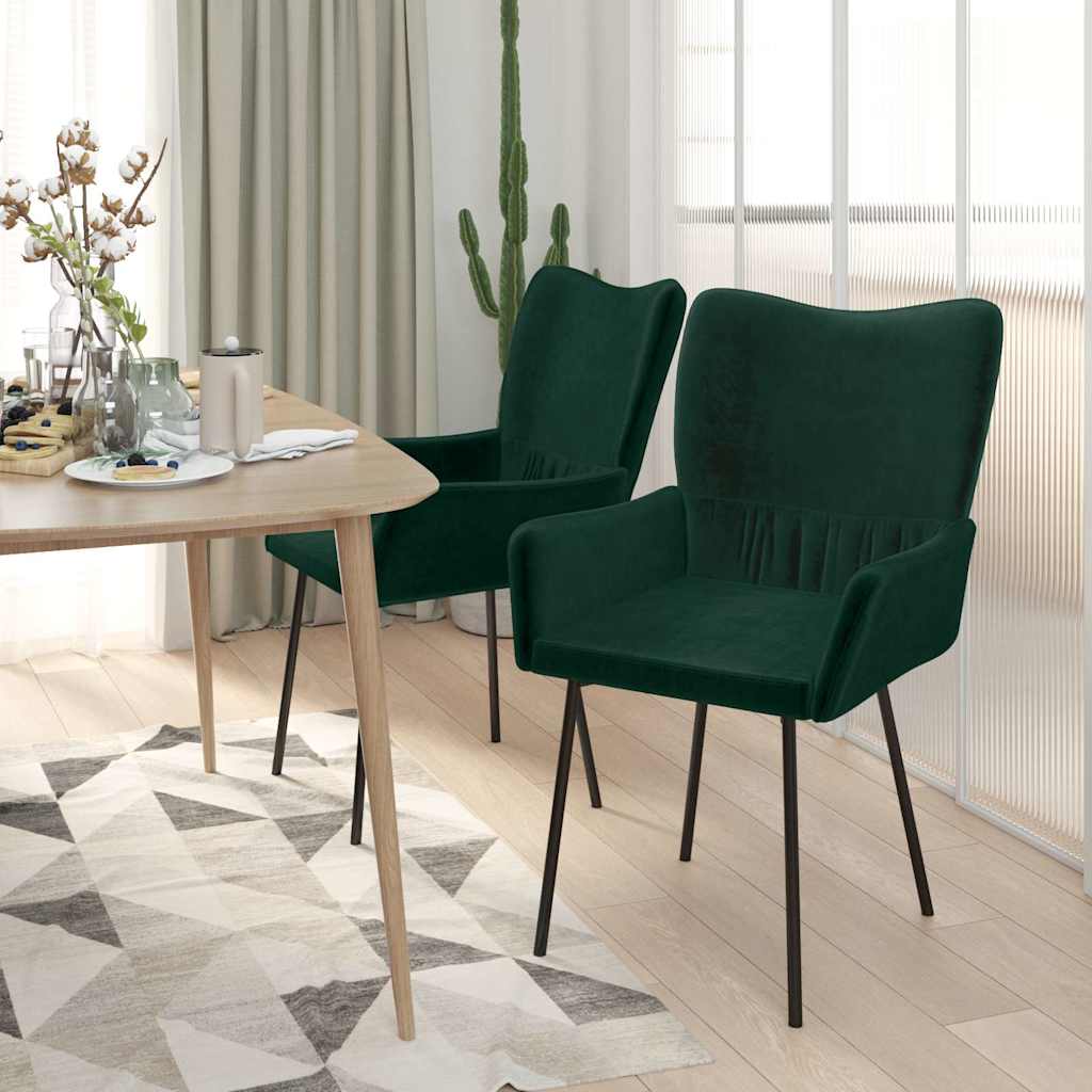 Vidaxl eetkamerstoelen 2 st fluweel donkergroen