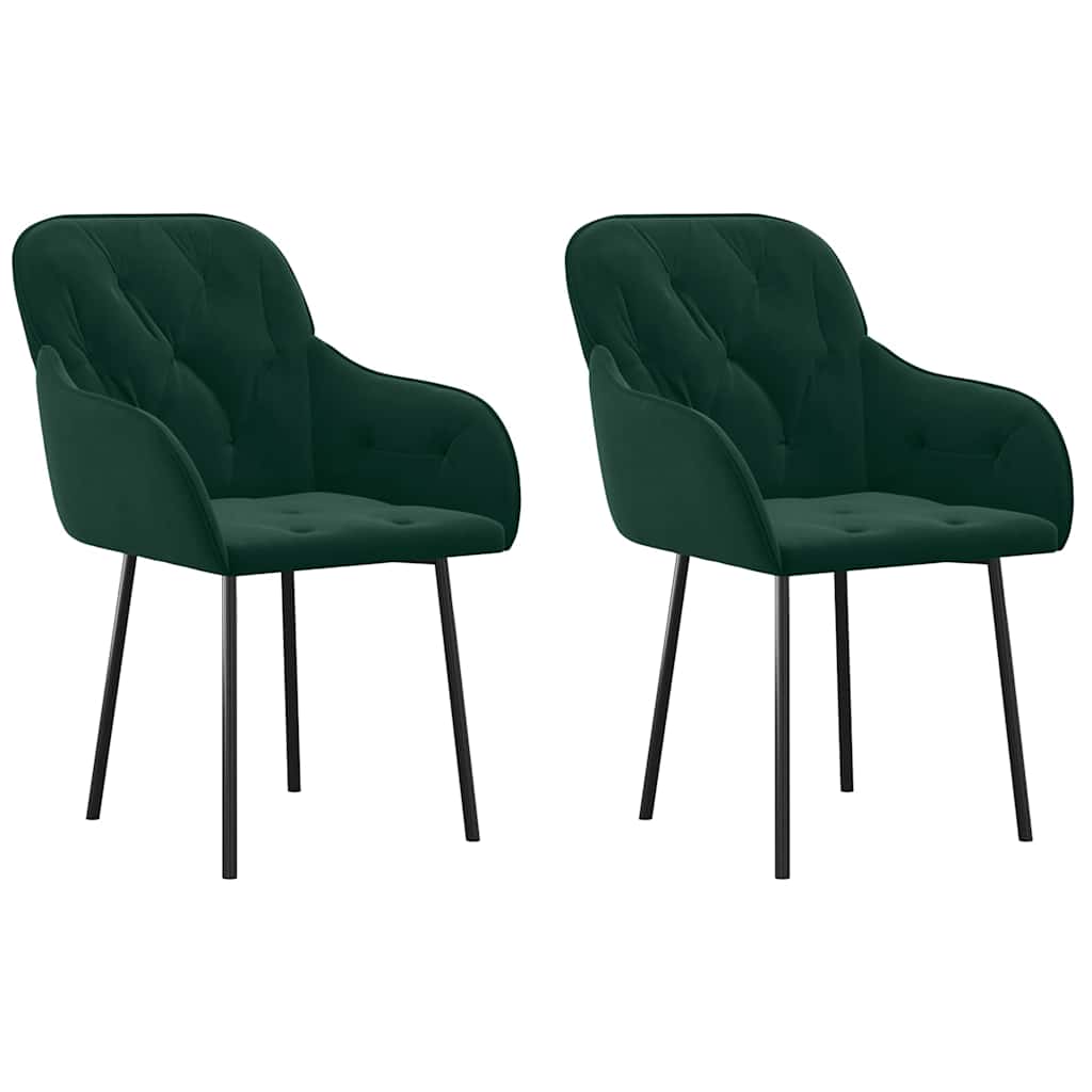 Vidaxl eetkamerstoelen 2 st fluweel donkergroen
