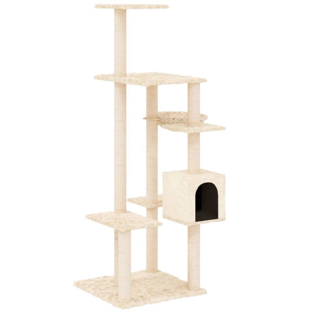 Vidaxl -Katzenmöbel mit Sisal -Kratzer -Pfosten 142 cm creme -gelenkt