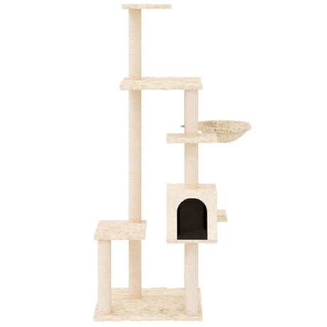 Vidaxl -Katzenmöbel mit Sisal -Kratzer -Pfosten 142 cm creme -gelenkt