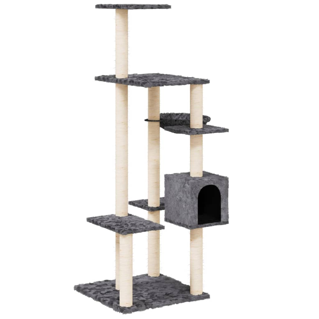 Vidaxl cat furniture with sisal scratching posts 142 cm dark gray