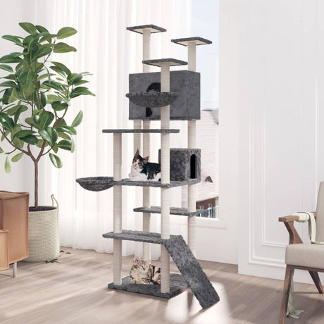 Vidaxl -Katzenmöbel mit Sisal -Kratzerpfosten 191 cm dunkelgrau