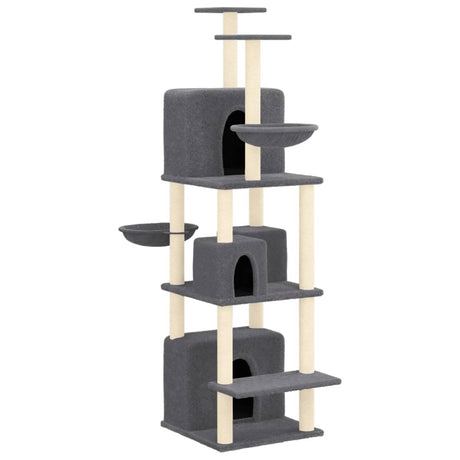 Vidaxl -Katzenmöbel mit Sisal -Kratzerpfosten 180 cm dunkelgrau