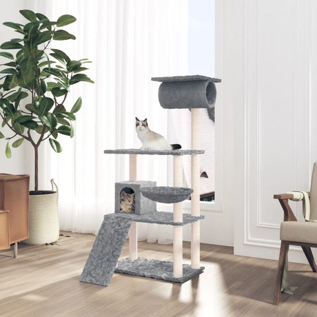 Vidaxl -Katzenmöbel mit Sisal -Kratzerpfosten 131 cm hellgrau