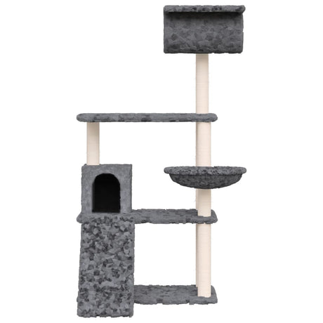Vidaxl -Katzenmöbel mit Sisal -Kratzerpfosten 131 cm dunkelgrau