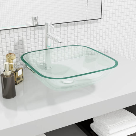 VIDAXL WASHBAIN 42x42x14 cm Glas transparent