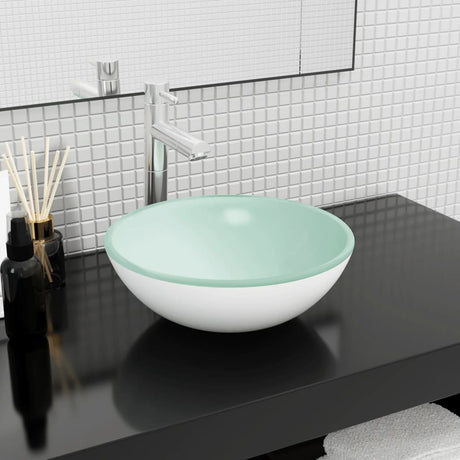 VIDAXL WASHBAIN 35x12 cm terminiertes Glasweiß