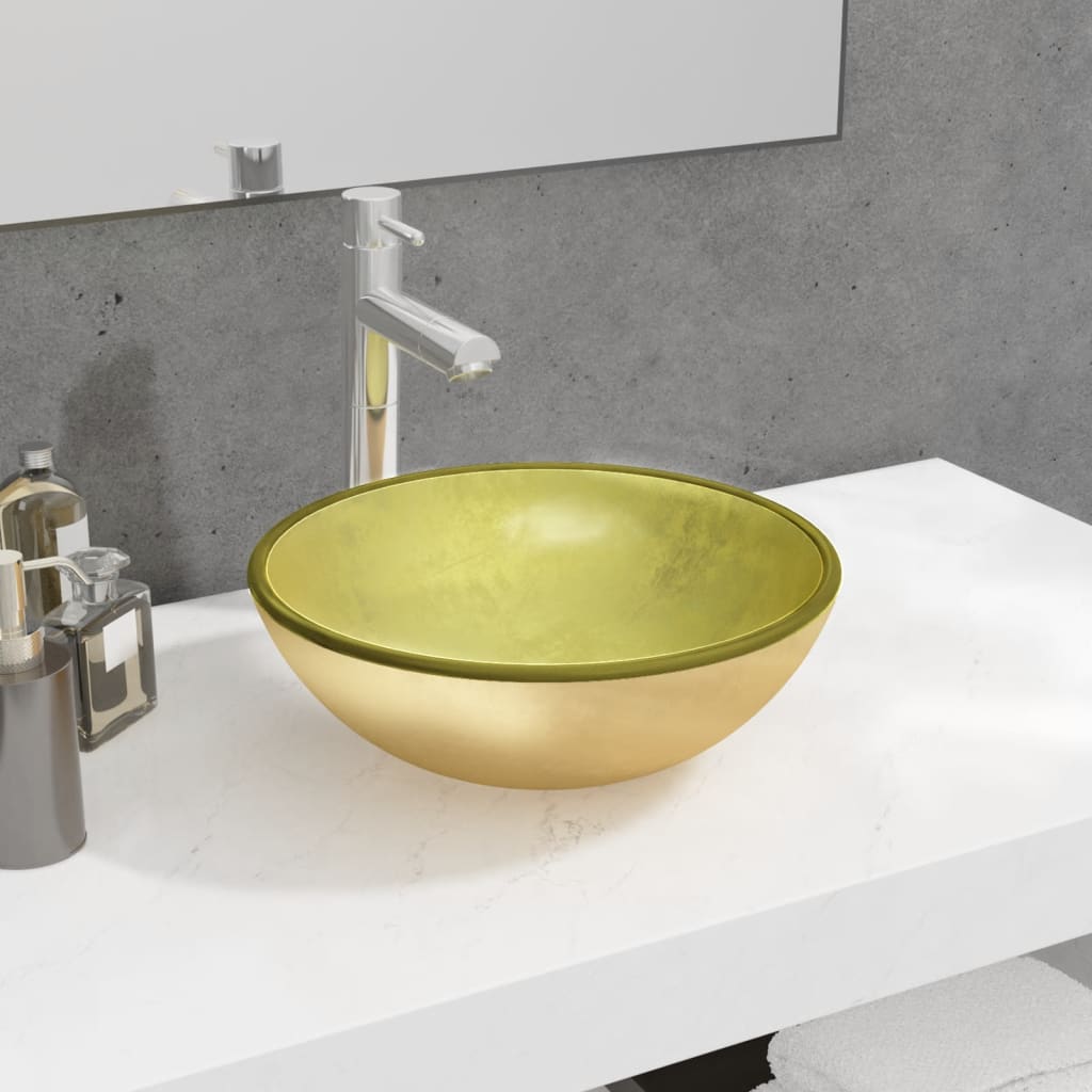 Vidaxl Washbasin 35x12 cm temperované skleněné zlato barvy