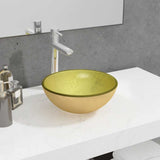 VIDAXL WASHBAIN 30X12 CM TEMPERTE GOLDEN