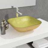 Vidaxl washbasin 42x42x14 cm skleněné zlato barevné