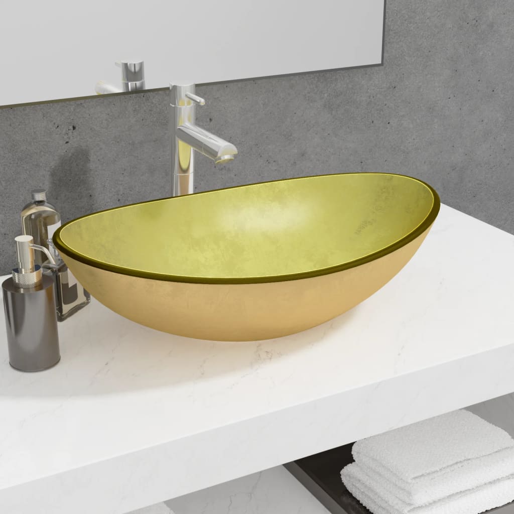 Vidaxl Washbasin 54,5x35x15,5 cm zbarvené skleněné zlaté barvy