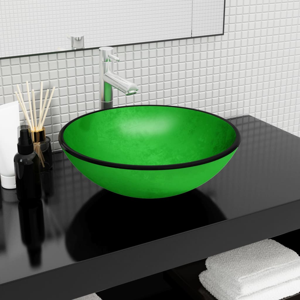 Vidaxx Spüle 42x14 cm gehärtetes Glas grün