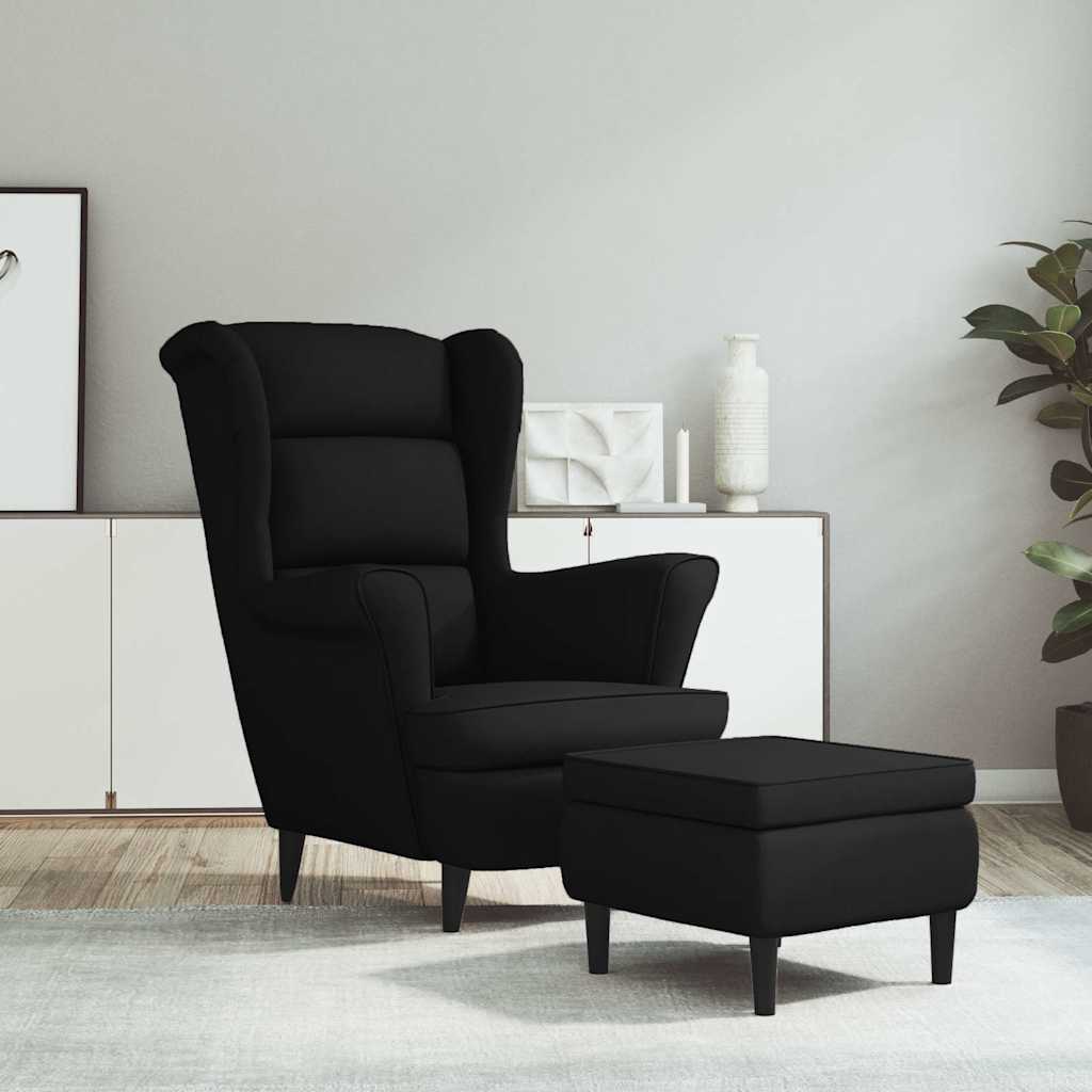 Vidaxl fauteuil met voetenbank fluweel zwart