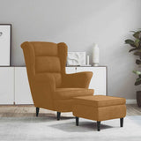 Vidaxl fauteuil met voetenbank fluweel bruin
