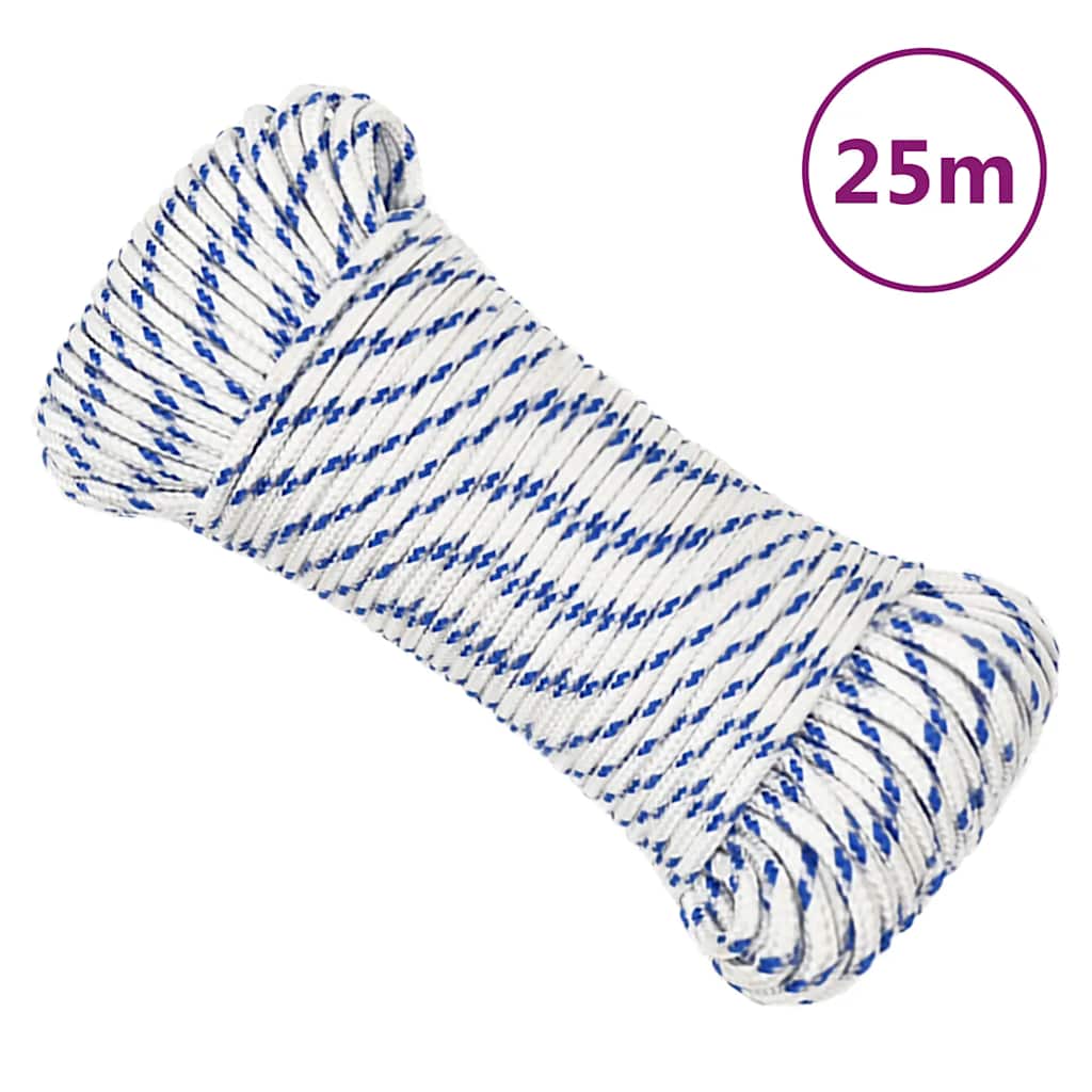 VidaXL Bootsseil 4 mm 25 m Polypropylen weiß