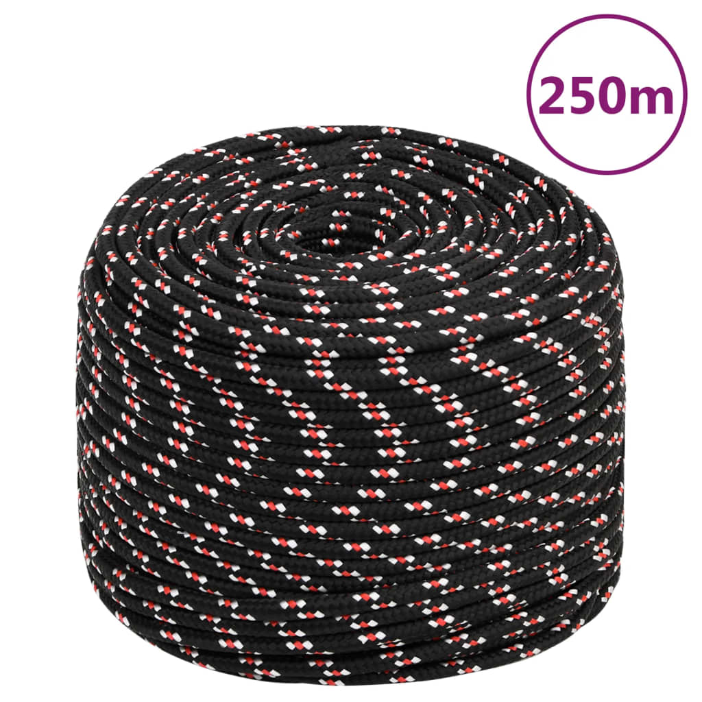 VidaXL Bootsseil 6 mm 250 m Polypropylen schwarz