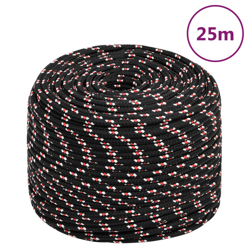 Vidaxxl Bootsseil 8 mm 25 m Polypropylen schwarz