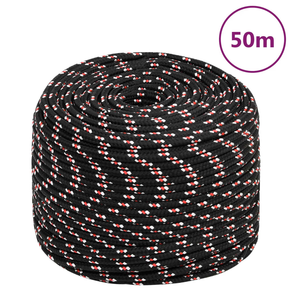 VidaXL Bootsseil 8 mm 50 m Polypropylen schwarz