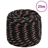 VidaXL Bootsseil 18 mm 25 m Polypropylen schwarz