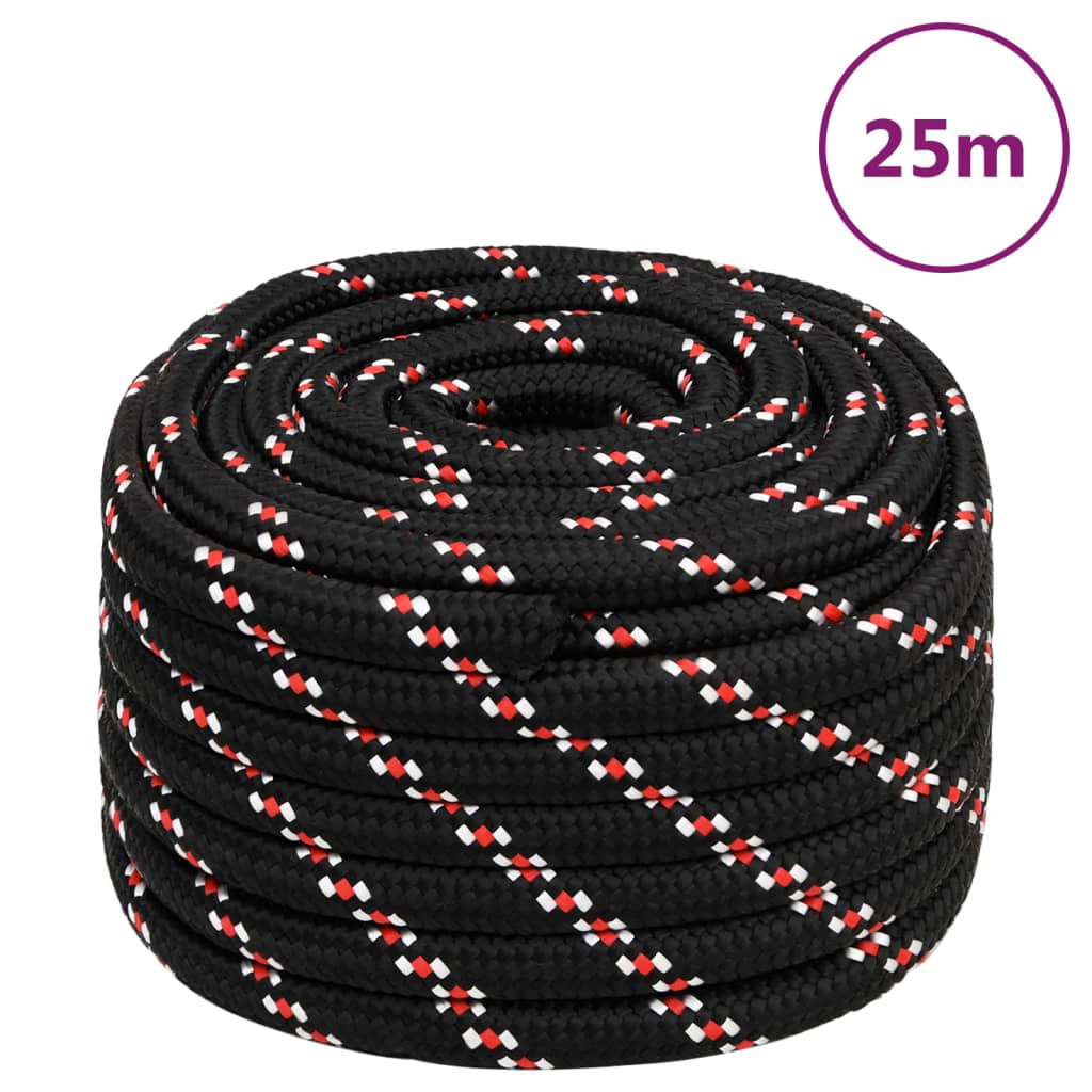 VidaXL Bootsseil 20 mm 25 m Polypropylen schwarz