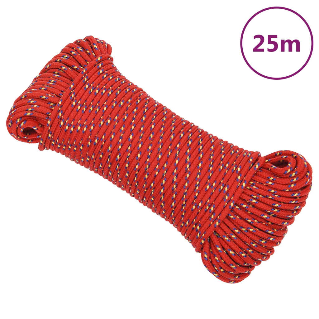 Vidaxl boat rope 3 mm 25 m polypropylene red