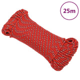 Vidaxl boat rope 3 mm 25 m polypropylene red