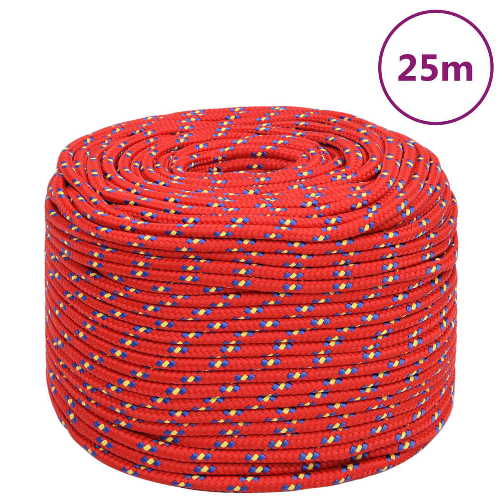 Vidaxl -Bootseil 8 mm 25 m Polypropylenrot