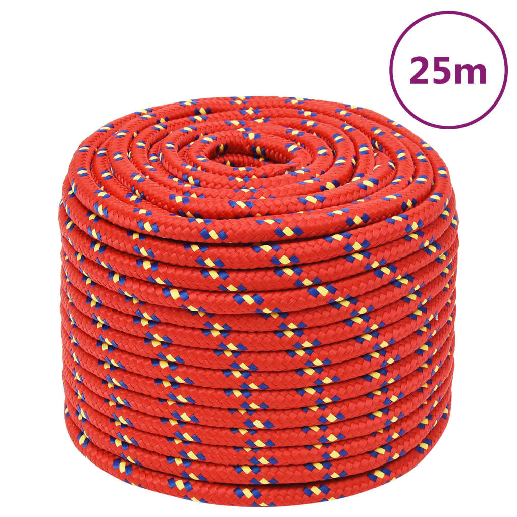 Vidaxl -Bootseil 12 mm 25 m Polypropylenrot