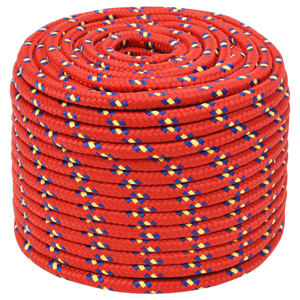 Vidaxl -Bootseil 12 mm 25 m Polypropylenrot