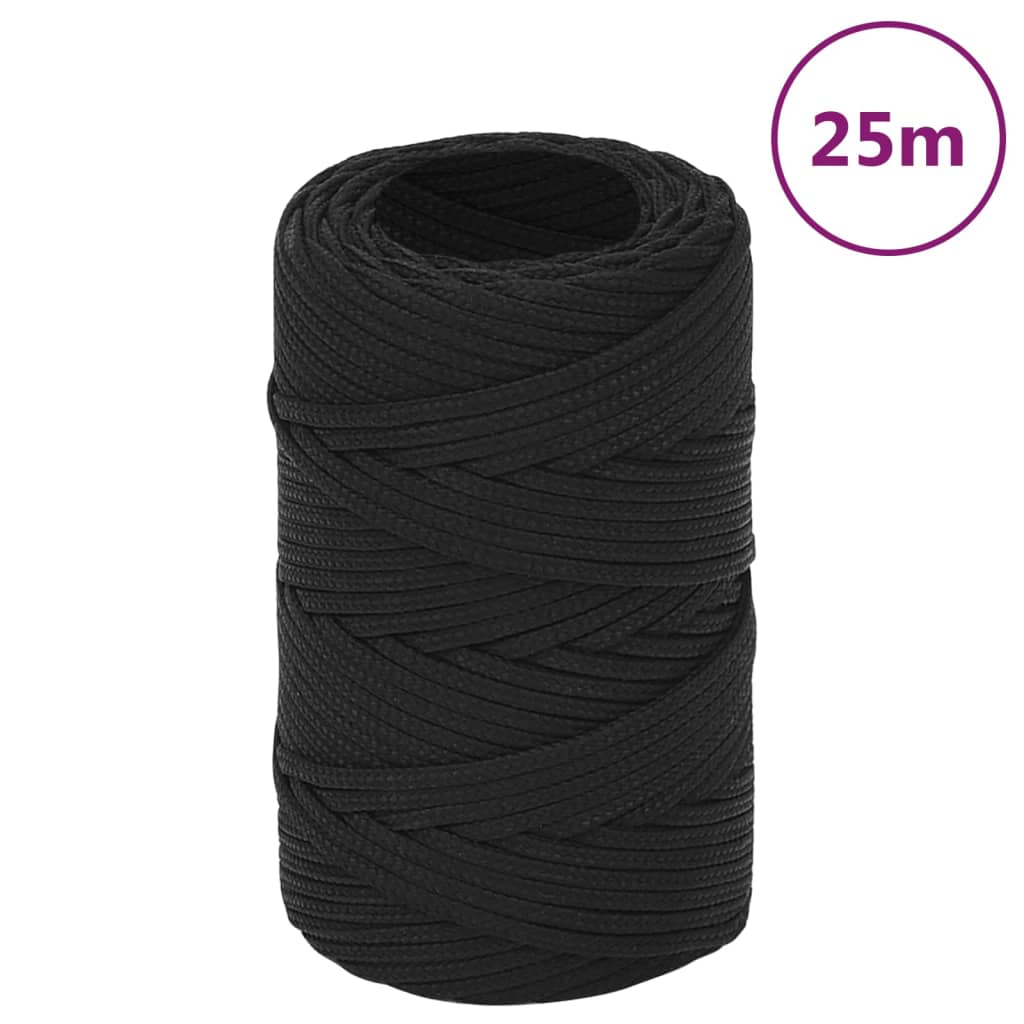 Vidaxl Boat Rope 2 mm 25 m polipropeno negro