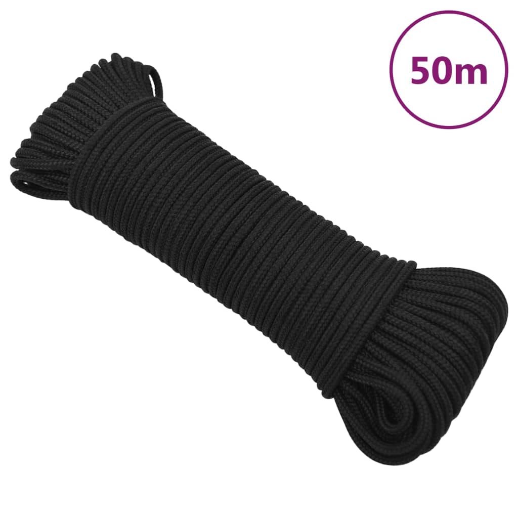 Corde de bateau vidaxl 4 mm 50 m de polypropène noir