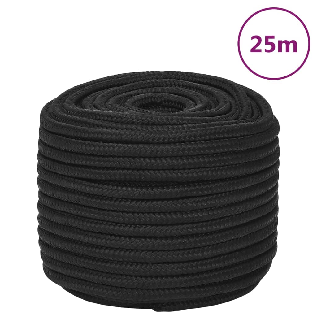 Vidaxl boottouw 12 mm 25 m polypropeen zwart