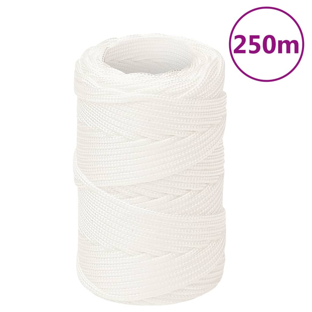 Vidaxl -Bootseil 2 mm 250 m Polypropylen Voll weiß