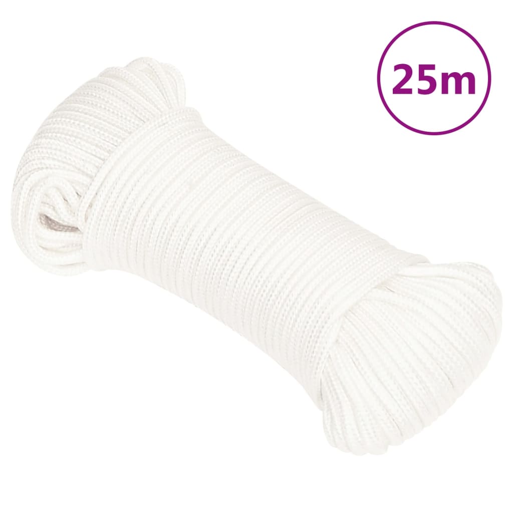 Vidaxl Boat Rope 3 mm 25 m polypropylen plně bílý